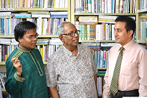 Founder of University Press Ltd. Mr. Mohiuddin Ahmed with Dr. M Helal in the                  Campus Library (2013)