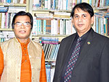 Founder Chairman of Cambrian School & College, Ln. M. K. Bashar PMJF with Dr. M Helal in the Campus Library (2018)