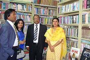 Chairman of BRAC Bank and Former Vice Chairman of Bangladesh Association of Banks, Muhammad A (Rumee) Ali and MD of Green Delta Insurance, Farzanah Chowdhury with Dr. M Helal in the Campus Library (2009)