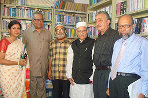 Land Minister Rezaul Karim Hira and VC of Darul Ihsan University Prof. Monirul Haque with Dr. M Helal in the Campus Library (2009)