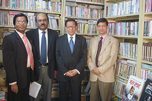 Advisor to the Former Caretaker Government, Mahbub Jamil and CEO of Partex Group, K.M Ali with Dr. M Helal in the Campus Library (2009).