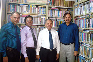 Chairman of RTV & Bengal Group, Morshed Alam and DG of BTV, M Hamid with Dr. M Helal in the Campus Library (2009)