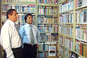 Member of UGC, Prof. Dr. Atful Hye Shiblee with Dr. M Helal in the Campus Library (2010)