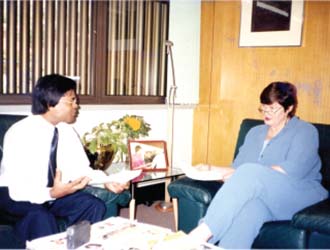 Secretary General of Campus is exchanging views with the High Commissioner of Australia Ms. Lorraine Barker at High Commission in Dhaka (2003)