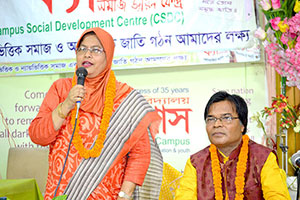 Secretary of LGRD, Mafruha Sultana, is giving Valuable Speech to the Trainees of Free Computer Training (Batch 140) as Chief Guest; Dr. M Helal is presiding over. (2017)