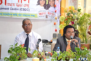 Dr. M Helal is giving a speech in the Proactive & Positive Attitude Program of Campus Social Development Center (CSDC); next to him Motivational Speaker, Dr. Almasur Rahman.