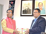 Dr. M Helal is handing over Creative Books and Models of Campus Publications to Vice-Chancellor of Southeast University, Professor Dr. Meshkat Uddin (2018)